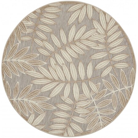 Palacedesigns 5 ft. 3 in. Leaves Indoor & Outdoor Round Rug; Natural PA3670172